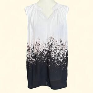Simply Vera Vera Wang Black & White Ombré Floral Chiffon Sleeveless Blouse